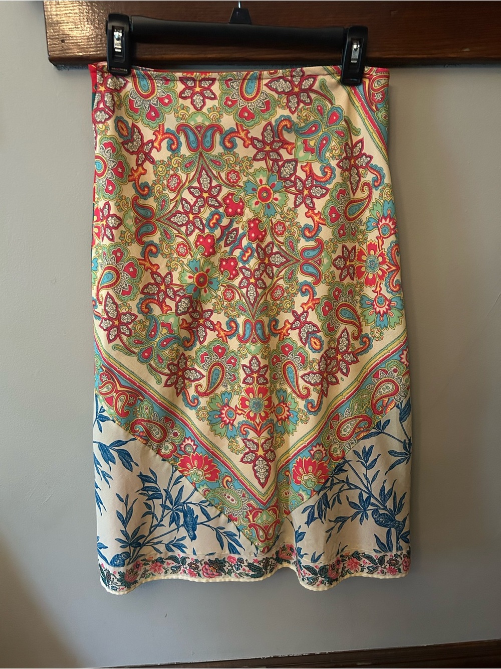 Y2K Free People Vintage: The Originals Paisley Print Midi Skirt Size 7 - Picture 3 of 8